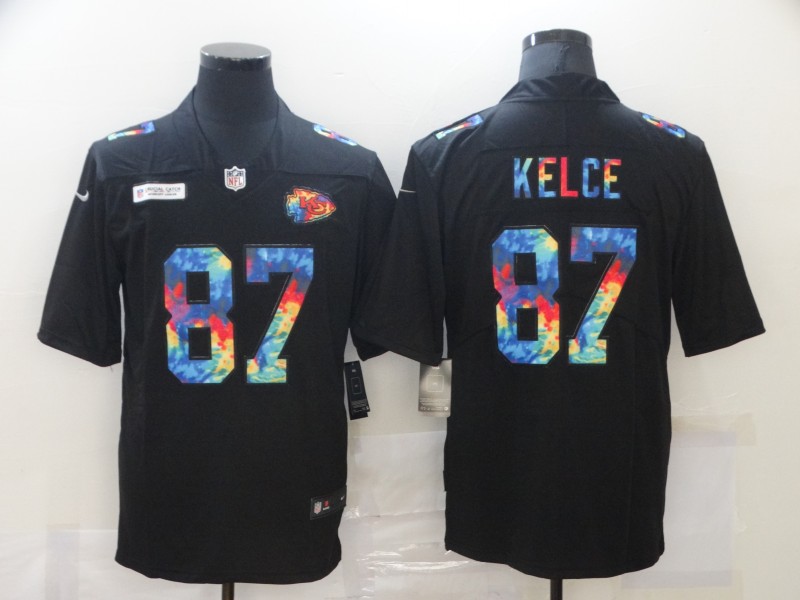 Men's Kansas City Chiefs #87 Travis Kelce Black Crucial Catch Limited Stitched NFL Jersey